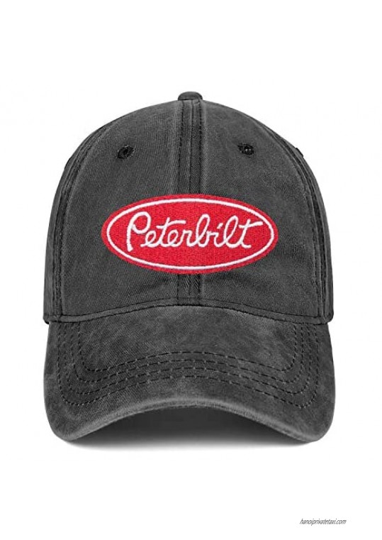 ONEYUAN Unisex Adjustable Fashion Truck Lovers Hat Peterbilt-Logo Washed Baseball Cap Dad Hat Denim Hat - One Size Fits All