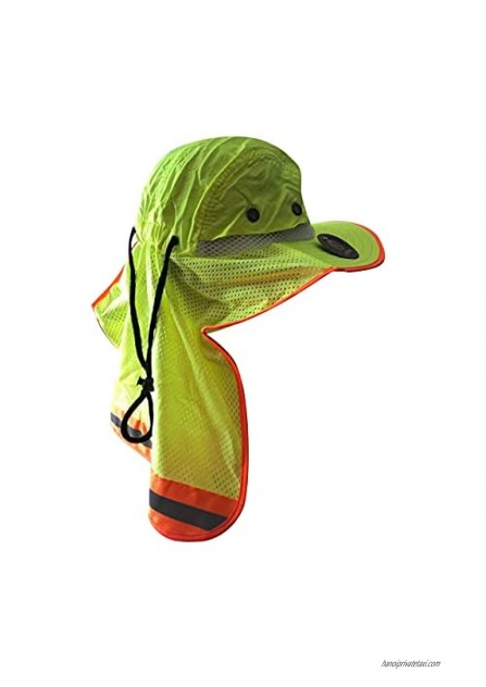 Pack of 2 Pcs Unisex Men High Visibility Sun Hat with Neck Flap Wide Brim Breathe Boonie Hat Packable Bucket Cap Adjustable