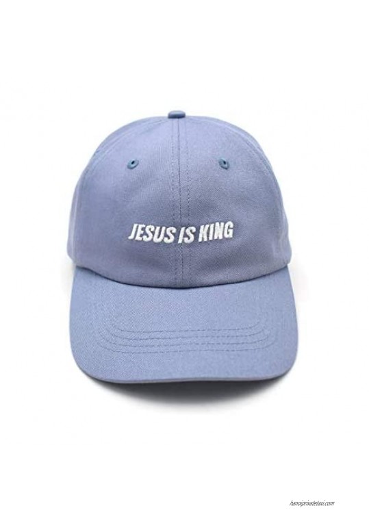 Seek First The Original Jesus is King Hat - Unisex Jesus Hat - Male and Female Christian Hat - Christian Dad Hat Baseball Cap Blue Large