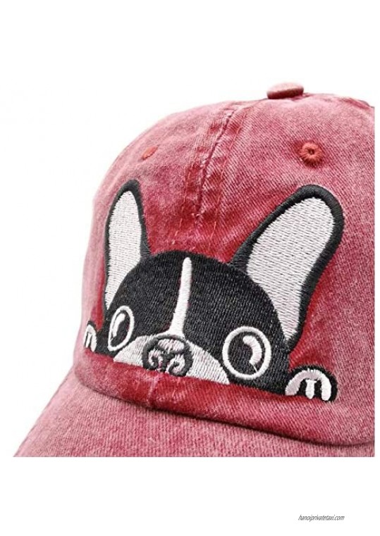 Waldeal Men's Embroidered Boston Terriers Baseball Cap Adjustable Vintage Dad Hat
