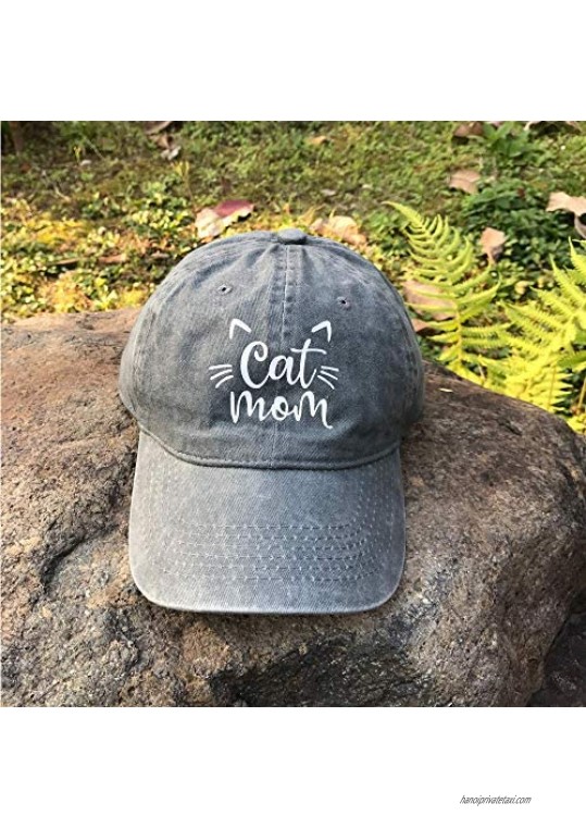 Waldeal Women's Cat Mom Embroidered Hat Adjustable Baseball Cap