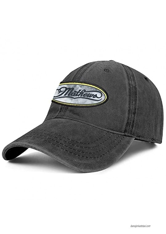 Zpnew Unisex Adjustable Mathews-Archery- Logo Embroidery Hat Shooting Cap Novelty Washed Golf Cap Denim Hat  Black  One Size