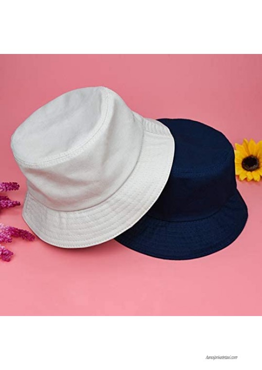 3 Pieces Unisex Packable Bucket Hat Sun hat for Women Travel Hat Fishing Hat (Black Beige Navy Blue)