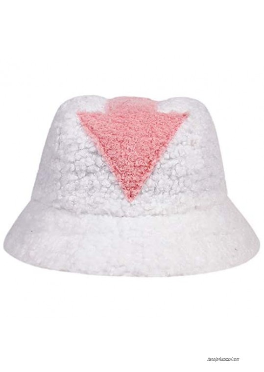 Appa Bucket Hats Women Arrow Cute Winter Warm Soft Comfortable Cap Lamb Wool Fisherman Hat