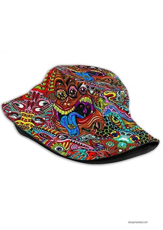ASYG Fashion Trippy Bucket Hat Psychedelic Fisherman Hat Print Beach Hat Packable Outdoor Travel for Women Men Teens