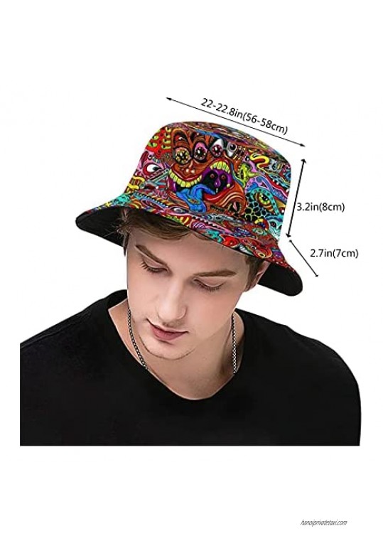 ASYG Fashion Trippy Bucket Hat Psychedelic Fisherman Hat Print Beach Hat Packable Outdoor Travel for Women Men Teens