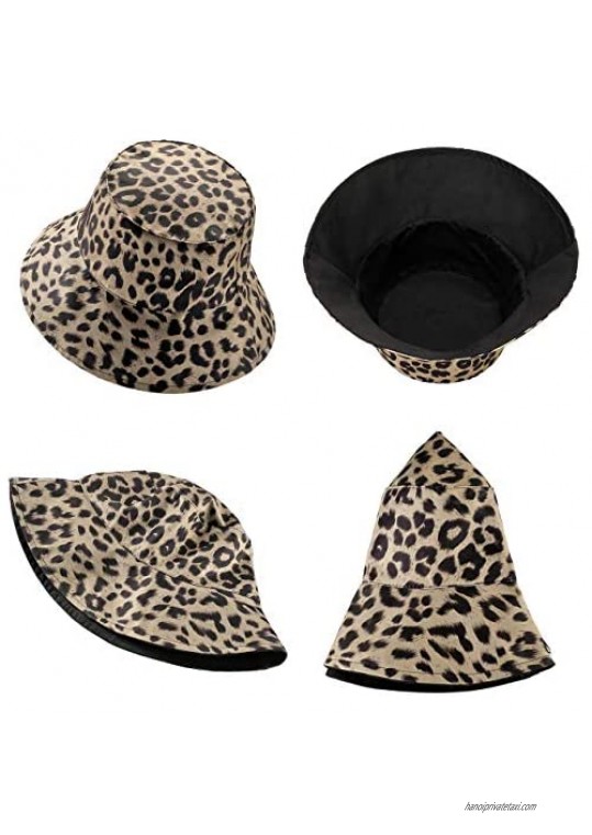 Ayliss Women Reversible Bucket Hat Fashion Leopard Fisherman Hats Packable Floppy Sun Cap