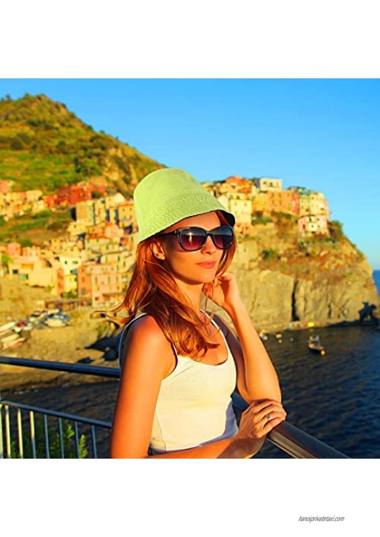 Bucket Hat Cotton Sun Protection Double-Side-Wear Outdoor Travel Hat UP F50+ UV Unisex Trendy Lightweight Summer Beach Cap