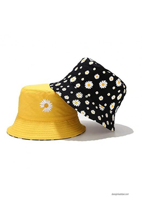 Bucket Hats Double Sided Wear Foldable for Unisex Travel Beach Sun Hat