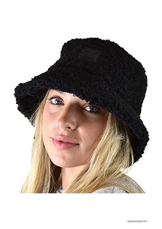 C.C Women's Winter Faux Fur Teddy Style Fisherman Bucket Hat