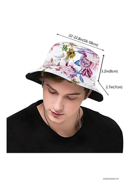 Cute Bucket Hat for Girls Cool Print Beach Hats Women Reversible Sun Hats Unisex Perfect for Outdoor Activities Rose