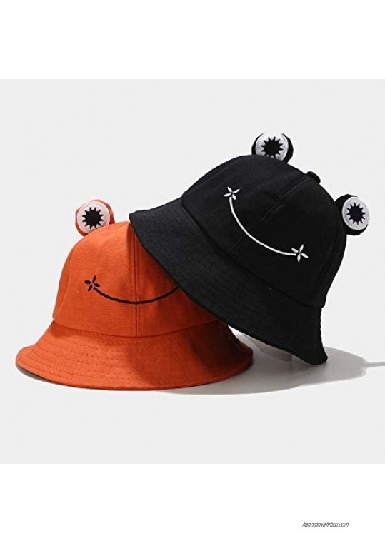 Cute Frog Hat Summer Cotton Bucket Sun Hat for Adults Fisherman Beach Cap