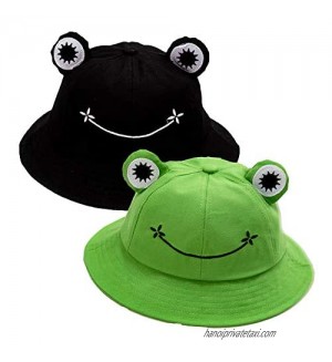 Cute Frog Hat Summer Cotton Bucket Sun Hat for Adults Fisherman Beach Cap