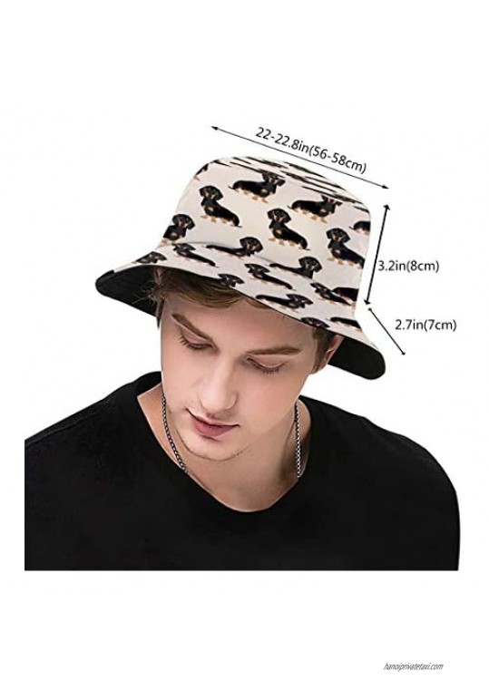 Dachshund Weiner Dog Bucket Hat Reversible Fisherman Cap Beach Sun Hats for Men Women Boys and Girls Black