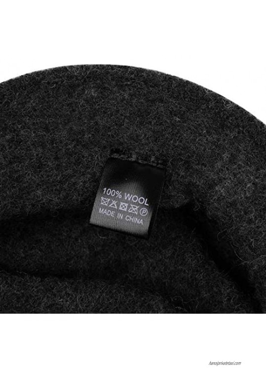 DANTIYA Women's 100% Wool Flower Warm Cloche Bucket Hat Slouch Wrinkled Beanie Cap Crushable