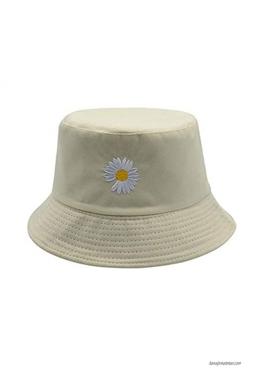 Medoore Flower Embroidery Bucket Hat Summer Travel Beach Sun Packable Hat Reversible Outdoor Cap