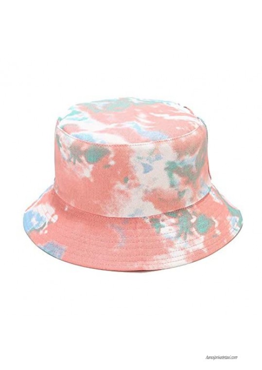 N_A Unisex Print Bucket Hats for Women - Colorful Tie Dye Hat Summer Double Sides Packable Hat for Outdoor Travel
