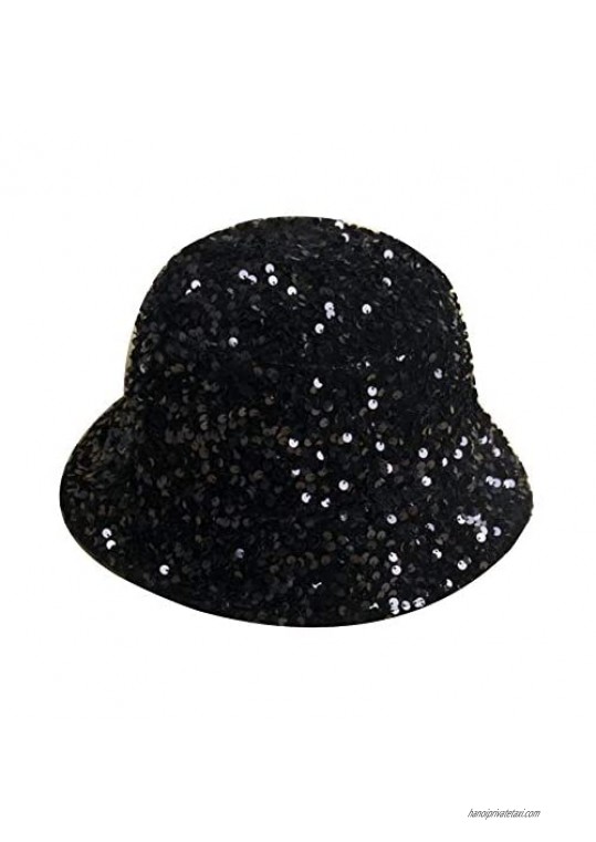 RARITYUS Women Bucket Hat Reversible Double-Side-Wear Shiny Glitter Sequin Sun Cap for Travel Beach Unisex Outdoor
