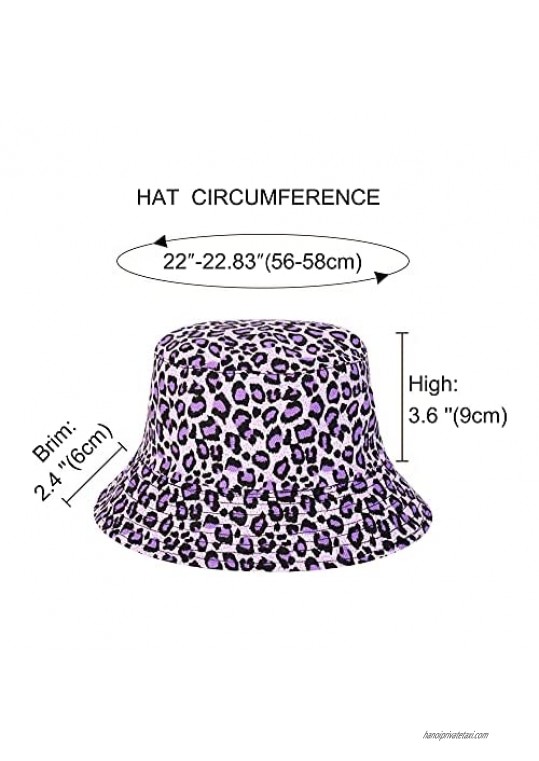 Reversible Bucket hat for Women & Men Foldable Leopard Cheetah Print Fisherman Sun Cap Bucket hat for Girl Boy
