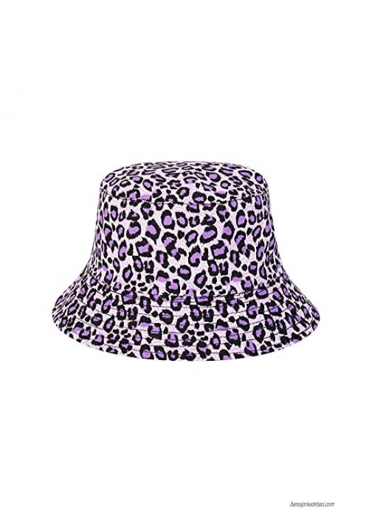 Reversible Bucket hat for Women & Men  Foldable Leopard Cheetah Print Fisherman Sun Cap Bucket hat for Girl Boy