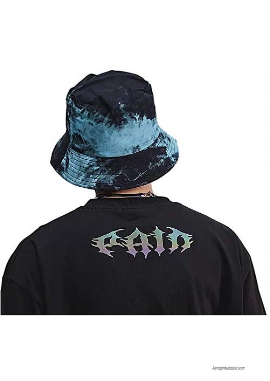Reversible Cotton Bucket Hat Tie Dye Sun Hat Beach Safari Fishing Boonie Summer Cap for Men Women