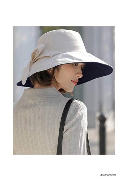 Reversible UV Protection Packable Sun Hat Ladies Wide Brim Gardening Hat w/Chin Cord 56-68CM