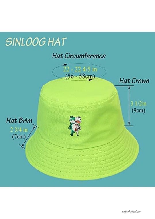 SINLOOG Frog Bucket Hat Unisex Packable Cotton Beach Sun Hat Unique Summer Travel Outdoor Frog Cap Fisherman hat