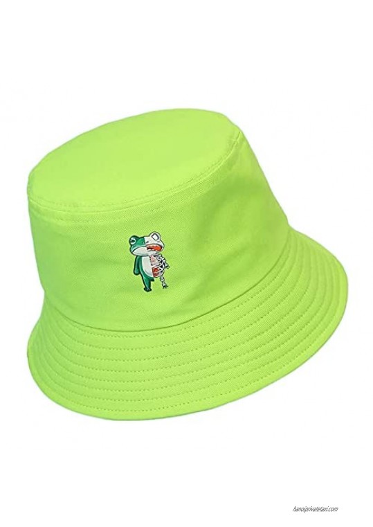 SINLOOG Frog Bucket Hat  Unisex Packable Cotton Beach Sun Hat Unique Summer Travel Outdoor Frog Cap Fisherman hat