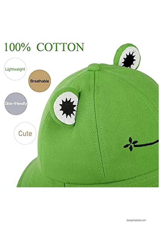Summer Cotton Cute Frog Bucket Hat Men Women Packable Sun Hat Fishing Hat