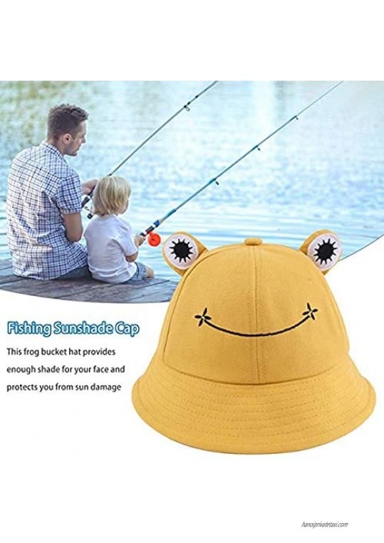 Summer Cotton Cute Frog Bucket Hat Men Women Packable Sun Hat Fishing Hat