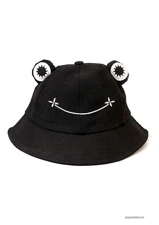 Summer Cotton Cute Frog Bucket Hat  Men Women Packable Sun Hat Fishing Hat