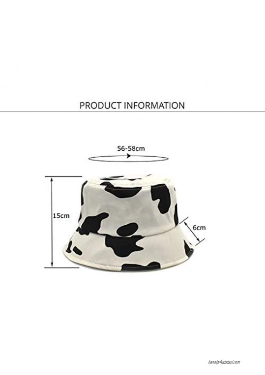 Unisex Cow Print Bucket Hat Foldable Black White Pink Pattern Fisherman Cap Summer Sun Hats for Women Men Girls