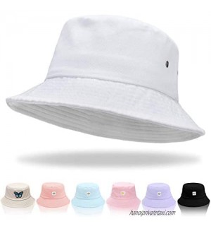 Women Bucket Hats - Summer Fisherman Hat Men Cotton Plain Bucket Hat Foldable Beach Sun Hats for Women Men