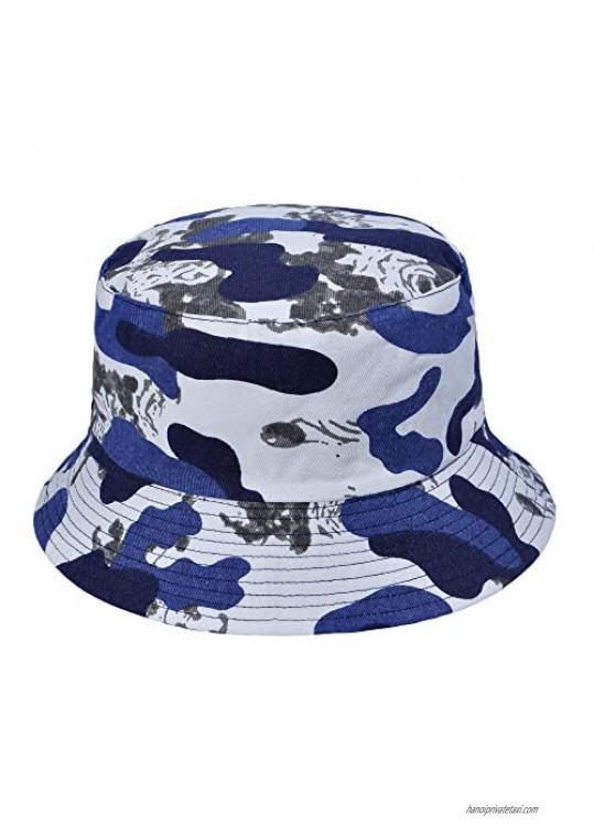 ZLYC Fashion Cotton Bucket Hat for Women Men Summer Packable Reversible Travel Sun Hats