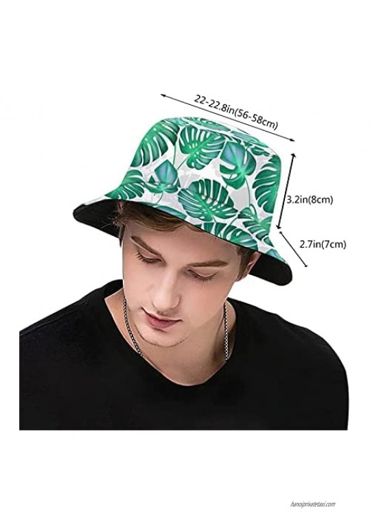 ZREXUO Tropical Palm Unisex Print Single-Side-Wear Fashion Bucket Hat Many Patterns