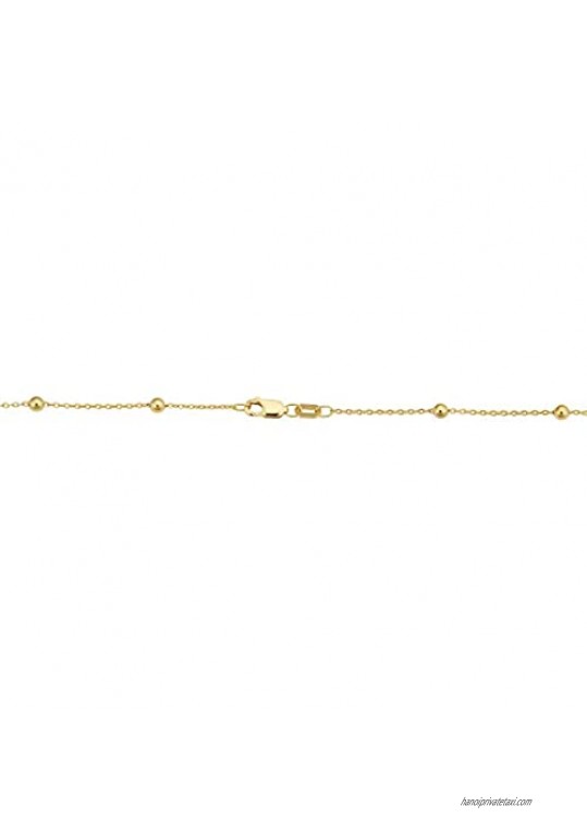 14k Yellow Gold Filled Satellite Ankle Bracelet Anklet Jewelry for Women (3 mm beads 10 inch)