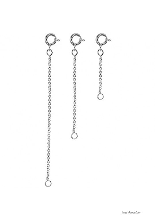 B Brilliant 3 Pack Sterling Silver Thin Rolo Chain Extenders for Necklace  Pendant  Bracelet or Anklet