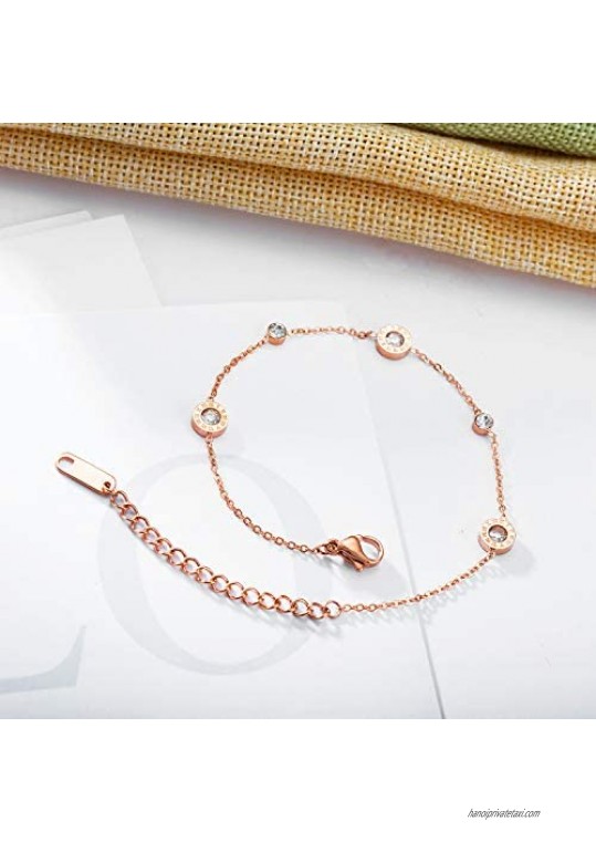 CANEER Rose Gold Anklets for Women Summer Fashion Simple Titanium Steel Foot Chain Jewelry
