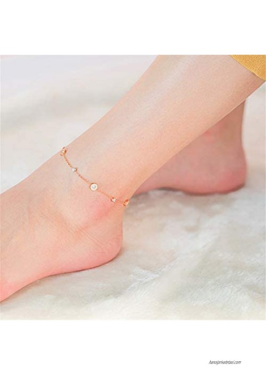 CANEER Rose Gold Anklets for Women Summer Fashion Simple Titanium Steel Foot Chain Jewelry
