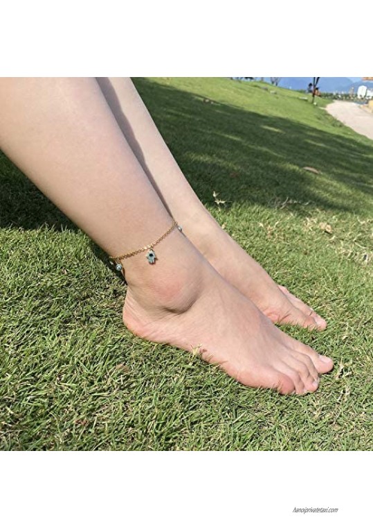 Estendly Dainty Anklets 14K Gold Plated Adjustable Ankle Bracelet Summer Beach Foot Jewelry Gift for Women