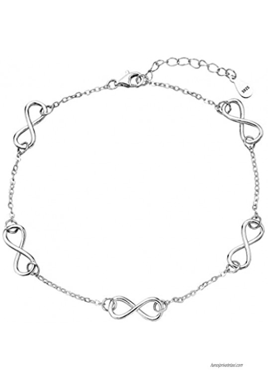 EVER FAITH Women's 925 Sterling Silver Gorgeous Figure 8 Infinity Adjustable Anklet Link