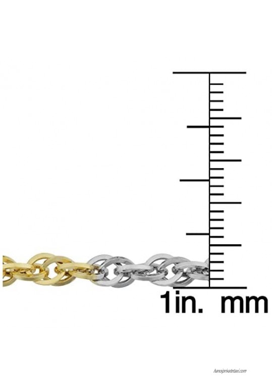 Kooljewelry 10k Tricolor Gold Double Cable Link Anklet (3.85 mm 10 inch)