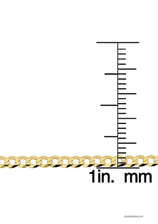 Kooljewelry 10k Yellow Gold 3 mm High Polish Curb Link Bracelet (7 or 8 inch)