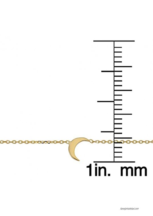 Kooljewelry 14k Yellow Gold Crescent Moon Adjustable Length Anklet (fits 9 or 10 inch)