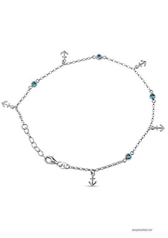 LeCalla Sterling Silver Jewelry Anklet for Women Teen