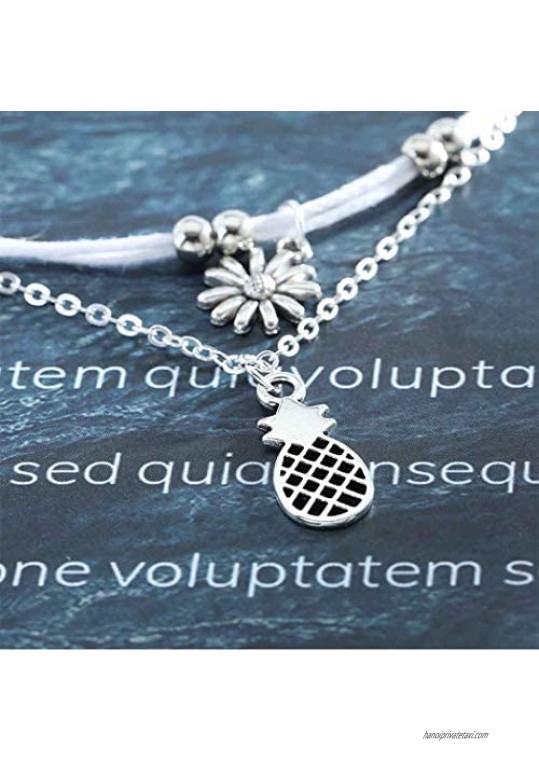 Olbye Sunflower Anklet Bracelet Layered Petite Anklets for Women and Girls Silver Foot Chain Summer Beach Jewelry Accessories