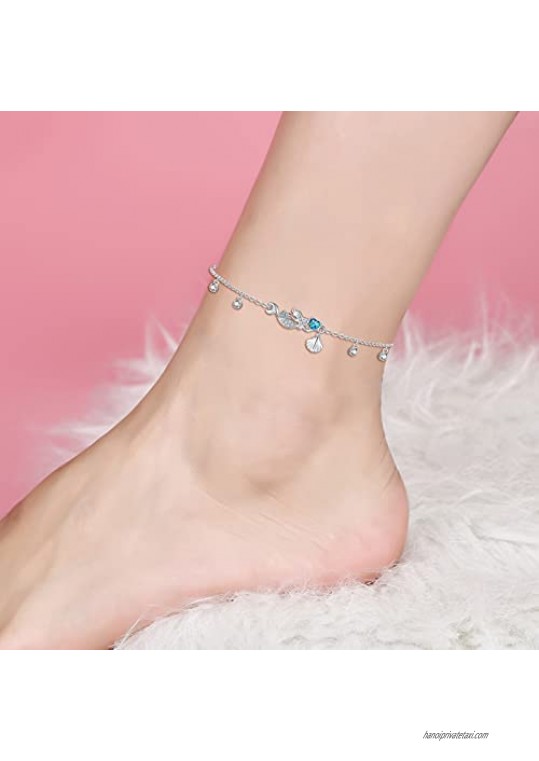 S925 Sterling Silver Anklet for Women Lovely Animal Charm Ankle Bracelet Adjustable Foot Anklet Jewelry Gifts for Women Girls