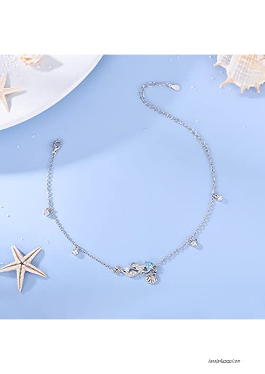 S925 Sterling Silver Anklet for Women Lovely Animal Charm Ankle Bracelet Adjustable Foot Anklet Jewelry Gifts for Women Girls