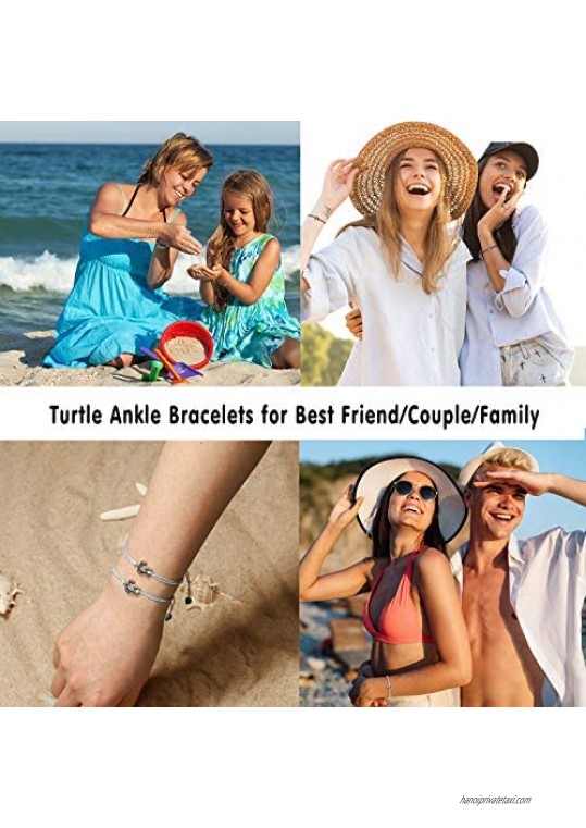 Sea Turtle Anklet Bracelets Distance Matching Anklets for 2 Teen Girls Women BFF Friendship Best Friends Couple Cute Hawaiian Bracelets Jewelry Gifts