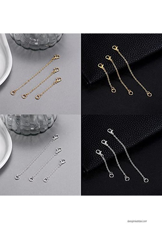 Softones 12-18Pcs Ankle Bracelets Extenders-Extension for Womens Jewelry(1 2 3 Inch) with Lobster Clasp and O-Clasp from Gold Silver Rose Gold